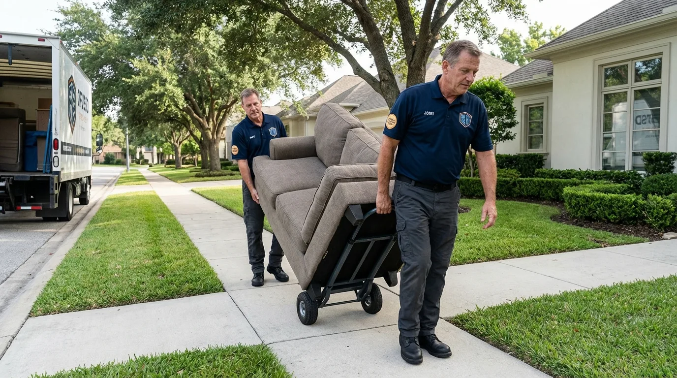 Local residential moving crew loading furniture in Royston, GA