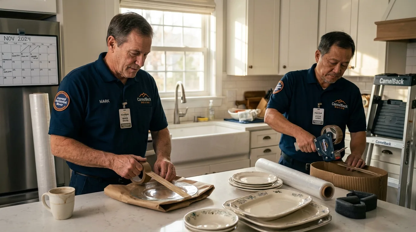 Professional crew packing kitchen dishware in Royston, GA